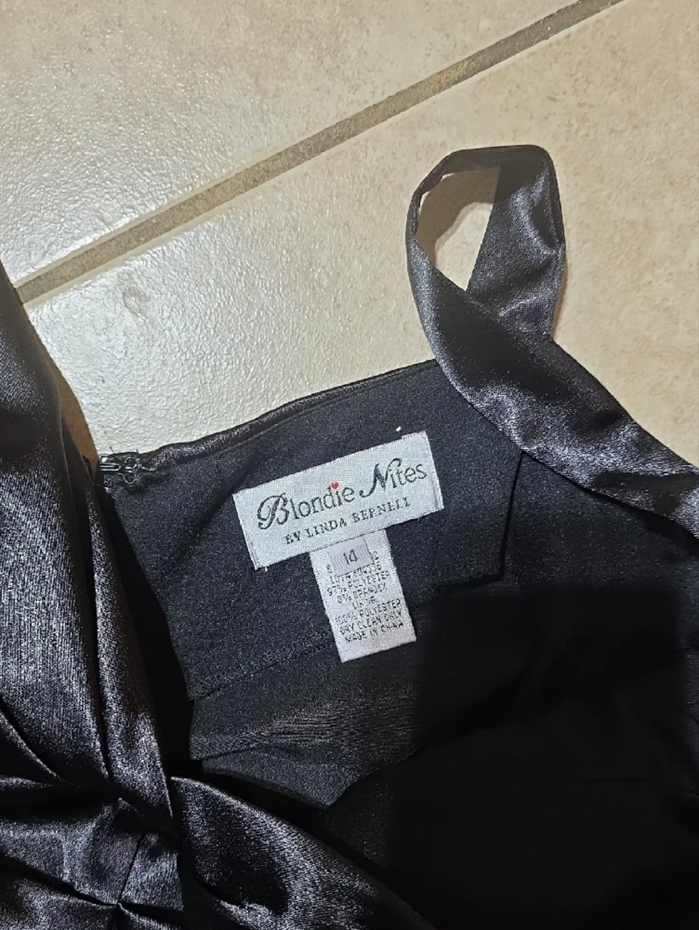 Blondie Nites Black Satin Ruched V-Neck Midi Dress - Picture 3 of 3